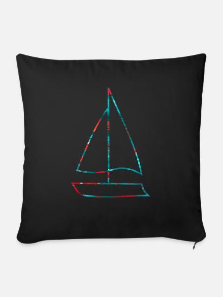 Boot Segelboot - Sofakissenbezug 45 x 45 cm - Schwarz
