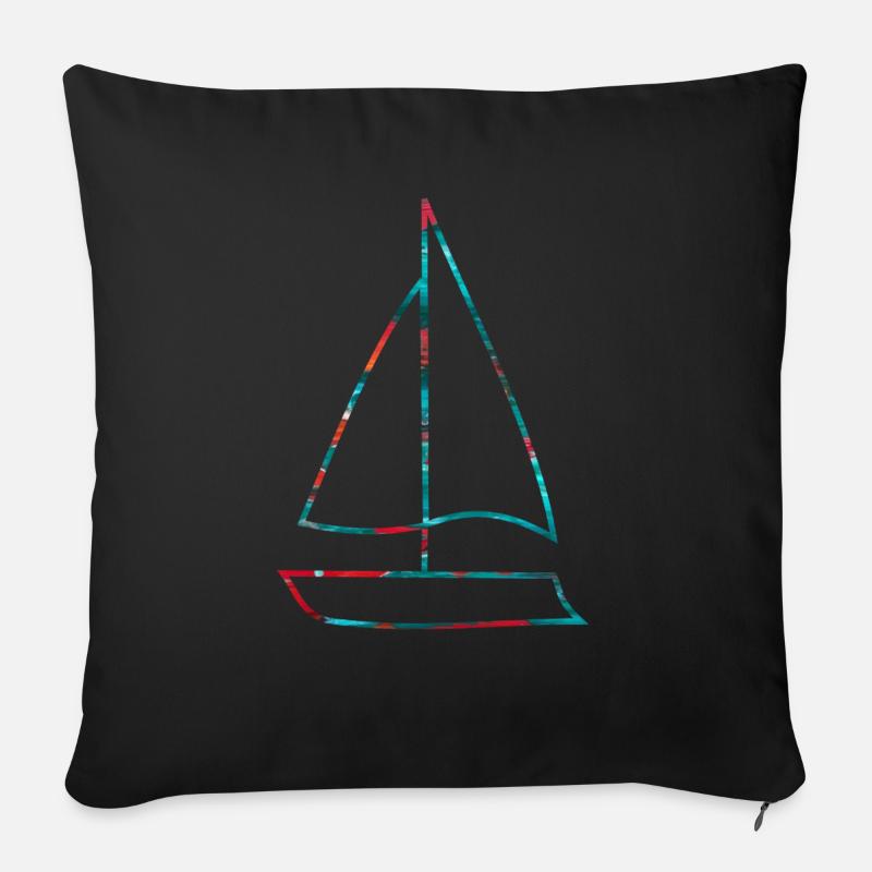 Bateau Voilier - Housse de coussin décorative 45 x 45 cm - noir