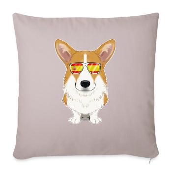 Welsh Corgi I Spain Sunglasses I Spanish Flag - Sofakissenbezug 45 x 45 cm - helles Taupe - Vorne