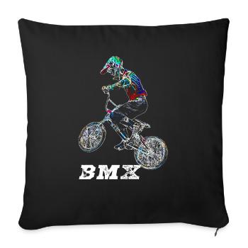 bmx race racing mountain bike motocross - Sofa pillowcase 17,3'' x 17,3'' (45 x 45 cm) - black - Front