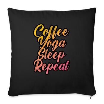Café yoga sommeil répétition - Housse de coussin décorative 45 x 45 cm - noir - Devant