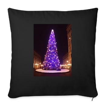 Sapin de Noël violet - Housse de coussin décorative 45 x 45 cm - noir - Devant