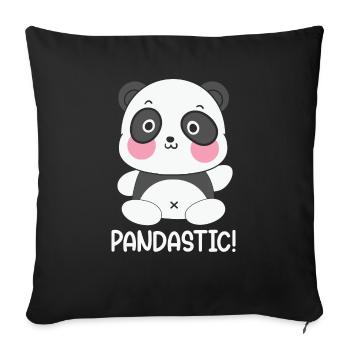 Pandastic Panda Funny Animal Puns - Sofa pillowcase 17,3'' x 17,3'' (45 x 45 cm) - black - Front