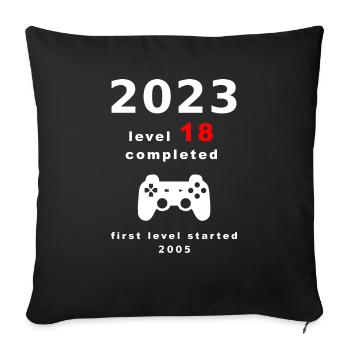 Niveau 18 18e anniversaire Cadeau Garçon Fille - Housse de coussin décorative 45 x 45 cm - noir - Devant