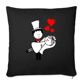 Couple marié - Housse de coussin décorative 45 x 45 cm - noir - Devant