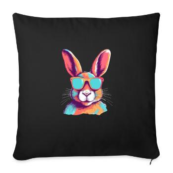 Greg the Bespectacled Bunny - Sofa pillowcase 17,3'' x 17,3'' (45 x 45 cm) - black - Front