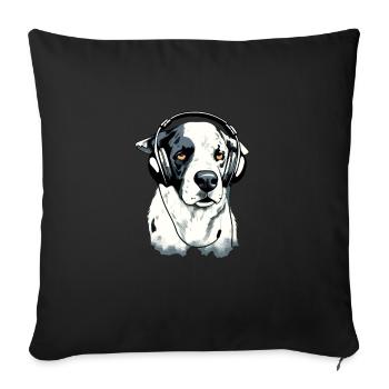 Rexo le chien audiophile - Housse de coussin décorative 45 x 45 cm - noir - Devant
