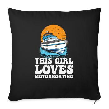 Cette fille aime le bateau à moteur Ponton Queen drôle - Housse de coussin décorative 45 x 45 cm - noir - Devant