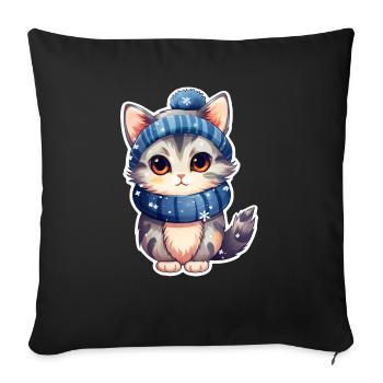 Snow kittens - Sofa pillowcase 17,3'' x 17,3'' (45 x 45 cm) - black - Front