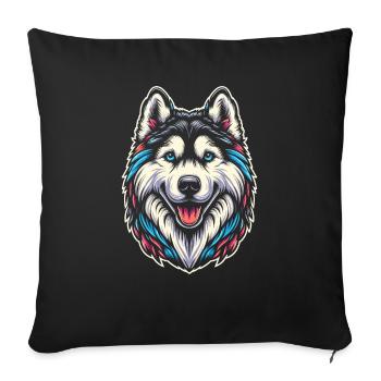 Siberian husky - Housse de coussin décorative 45 x 45 cm - noir - Devant