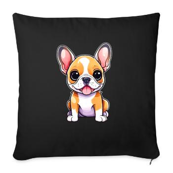 Cute French Bulldog Puppy - Sofa pillowcase 17,3'' x 17,3'' (45 x 45 cm) - black - Front