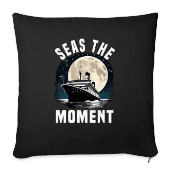 Seas The Moment Cruise Ship Vacation Group - Sofa pillowcase 17,3'' x 17,3'' (45 x 45 cm) - black - Front