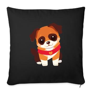 süßer Welpe Hund - Sofakissenbezug 45 x 45 cm - Schwarz - Vorne