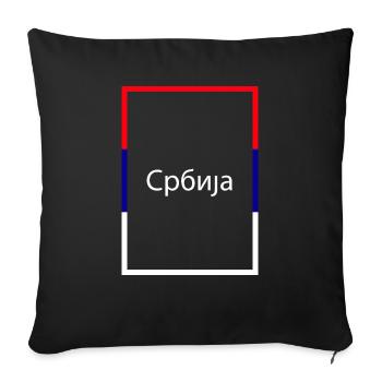 Serbia Србија, Statement lettering with flag - Sofa pillowcase 17,3'' x 17,3'' (45 x 45 cm) - black - Front