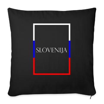 Slovenia Slovenija Statement lettering with flag - Sofa pillowcase 17,3'' x 17,3'' (45 x 45 cm) - black - Front