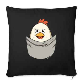 Chicken In Pocket - Sofakissenbezug 45 x 45 cm - Schwarz - Vorne