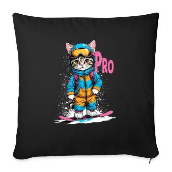 Snowboarding Kitty Pro - Sofakissenbezug 45 x 45 cm - Schwarz - Vorne