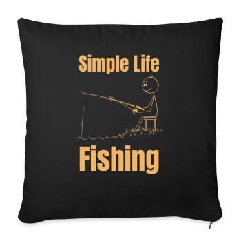 Simple Life Fishing - Stickman Style - Sofa pillowcase 17,3'' x 17,3'' (45 x 45 cm) - black - Front
