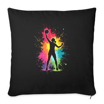 Volleyball Girls Volleyball Women - Sofa pillowcase 17,3'' x 17,3'' (45 x 45 cm) - black - Front