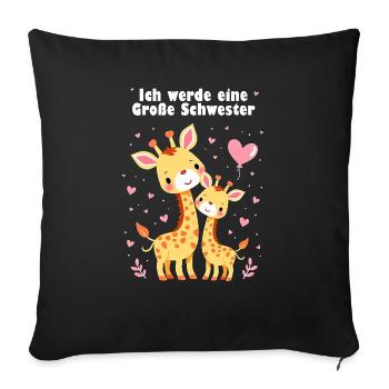 Je vais être une grande sœur en 2025 - Housse de coussin décorative 45 x 45 cm - noir - Devant