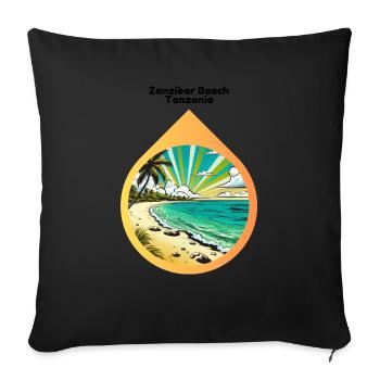 Conception IA : la plage de rêve de Zanzibar en images - Housse de coussin décorative 45 x 45 cm - noir - Devant