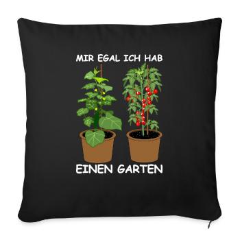 Je m’en fiche, j’ai un jardin - Housse de coussin décorative 45 x 45 cm - noir - Devant
