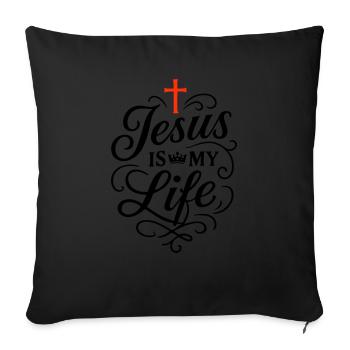 Jesus My Life Faith - Sofa pillowcase 17,3'' x 17,3'' (45 x 45 cm) - black - Front