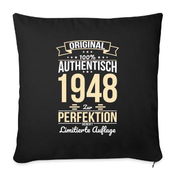 75ème anniversaire - Original 1948 100% authentique - Housse de coussin décorative 45 x 45 cm - noir - Devant