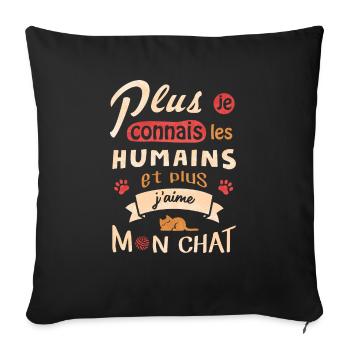 J aime mon chat - Housse de coussin décorative 45 x 45 cm - noir - Devant