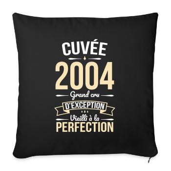 Anniversaire 20 ans - Cuvée 2004 - Cadeau Humour - Housse de coussin décorative 45 x 45 cm - noir - Devant