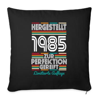 40e anniversaire - Fabriqué en 1985 - Housse de coussin décorative 45 x 45 cm - noir - Devant