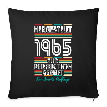 60e anniversaire - Fabriqué en 1965 - Housse de coussin décorative 45 x 45 cm - noir - Devant