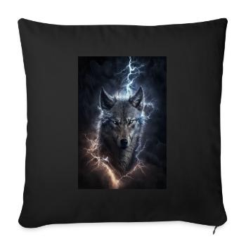 Wolf Blitz Thunder Epic Cool Epic Wolves - Sofa pillowcase 17,3'' x 17,3'' (45 x 45 cm) - black - Front