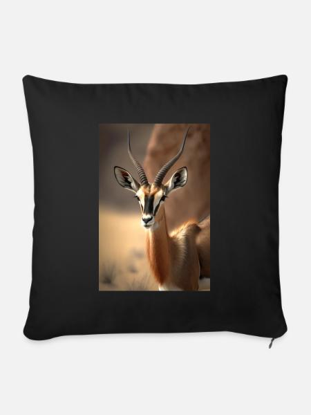 Gazelle safari Afrika tier - Sofakissenbezug 45 x 45 cm - Schwarz