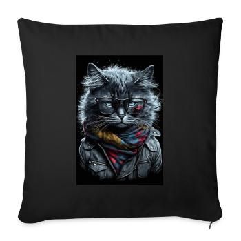 Katze Gangster Yakuza Cool Cat - Sofa pillowcase 17,3'' x 17,3'' (45 x 45 cm) - black - Front