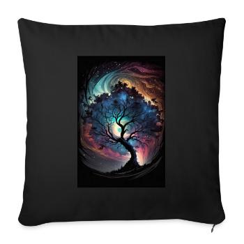 Tree Galaxy Stars Mystical Fantasy Northern Lights - Sofa pillowcase 17,3'' x 17,3'' (45 x 45 cm) - black - Front
