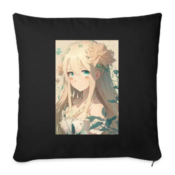 Anime Girl Anime Girl Waifu Otaku Beautiful - Housse de coussin décorative 45 x 45 cm - noir - Devant
