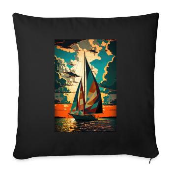 Boat Sailboat Ocean Art Sailing - Sofa pillowcase 17,3'' x 17,3'' (45 x 45 cm) - black - Front