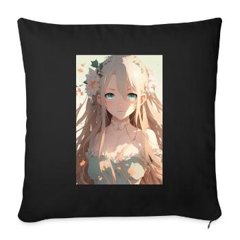 Anime Girl Anime Girl Waifu Otaku Beautiful - Sofa pillowcase 17,3'' x 17,3'' (45 x 45 cm) - black - Front