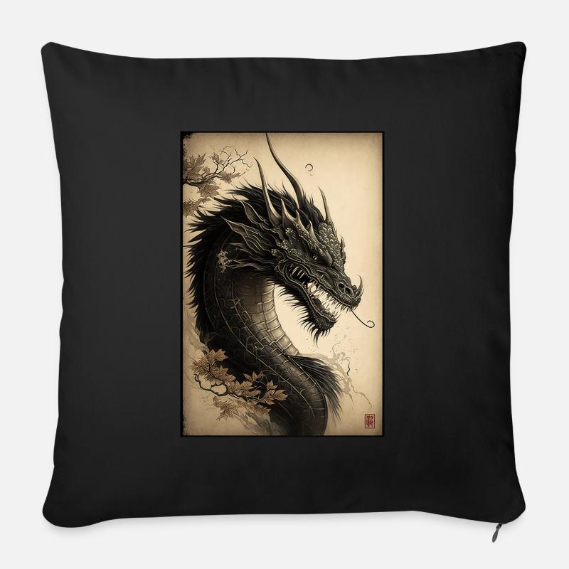 Japanischer Drache Chinesischer Drache - Sofakissenbezug 45 x 45 cm - Schwarz