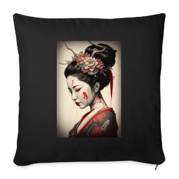 Geisha Portrait Japanese Kimono Traditionrlles - Sofa pillowcase 17,3'' x 17,3'' (45 x 45 cm) - black - Front