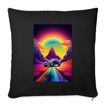 Hot Rod, Car, Futuristic, Desert, Colorful - Sofa pillowcase 17,3'' x 17,3'' (45 x 45 cm) - black - Front