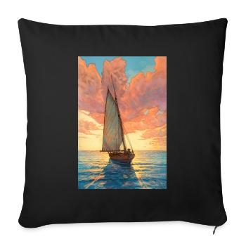 Sailboat Sailing Ocean - Sofa pillowcase 17,3'' x 17,3'' (45 x 45 cm) - black - Front