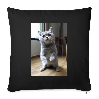 Funny cute cat - Sofa pillowcase 17,3'' x 17,3'' (45 x 45 cm) - black - Front