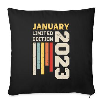 Januar 2023 - Januar 2023 Geburtstagsgeschenk - Sofakissenbezug 45 x 45 cm - Schwarz - Vorne