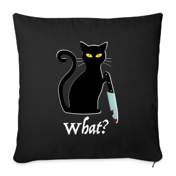 Was | Killer Katze, Katzenliebe, lustige Bilder - Sofakissenbezug 45 x 45 cm - Schwarz - Vorne