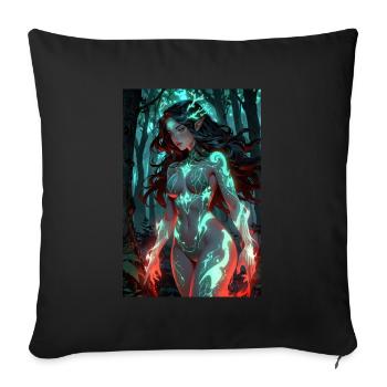 Anime Forêt Fille Manga - Housse de coussin décorative 45 x 45 cm - noir - Devant