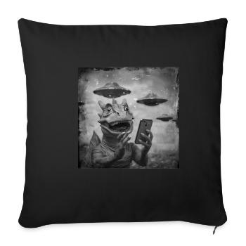 Dragon Selfie with UFO Weird 50s Photo 3 - Sofakissenbezug 45 x 45 cm - Schwarz - Vorne