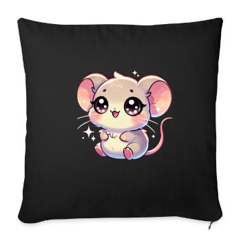 Super Cute Kawaii Baby Mouse - Sofakissenbezug 45 x 45 cm - Schwarz - Vorne