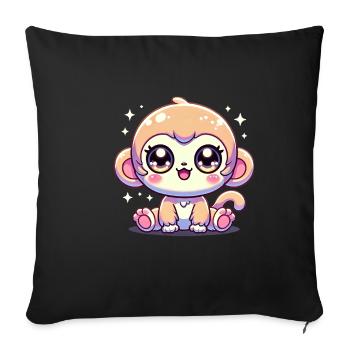 Super Cute Kawaii Baby Monkey - Sofakissenbezug 45 x 45 cm - Schwarz - Vorne